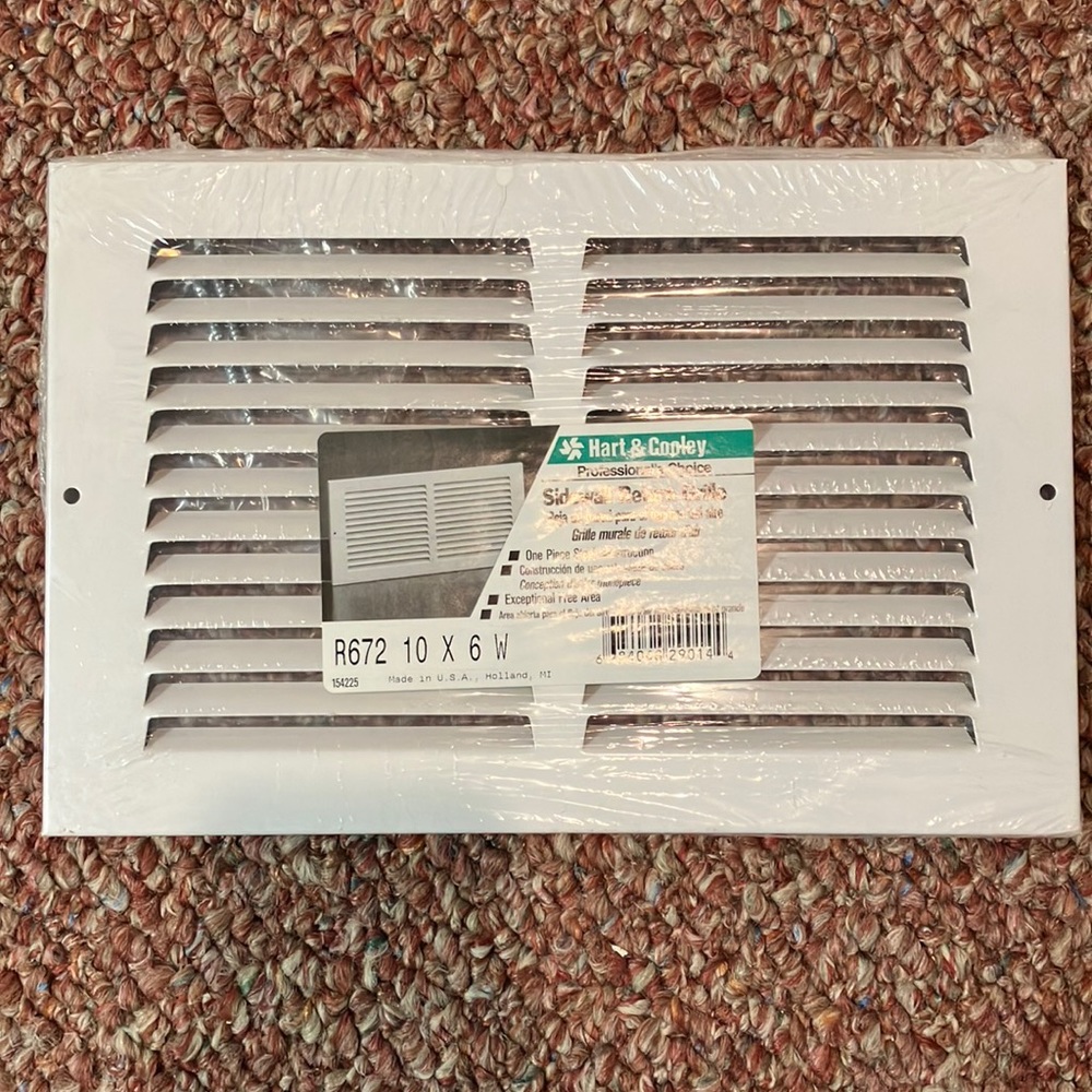 Vent Sidewall Return Grille 10” x 6”